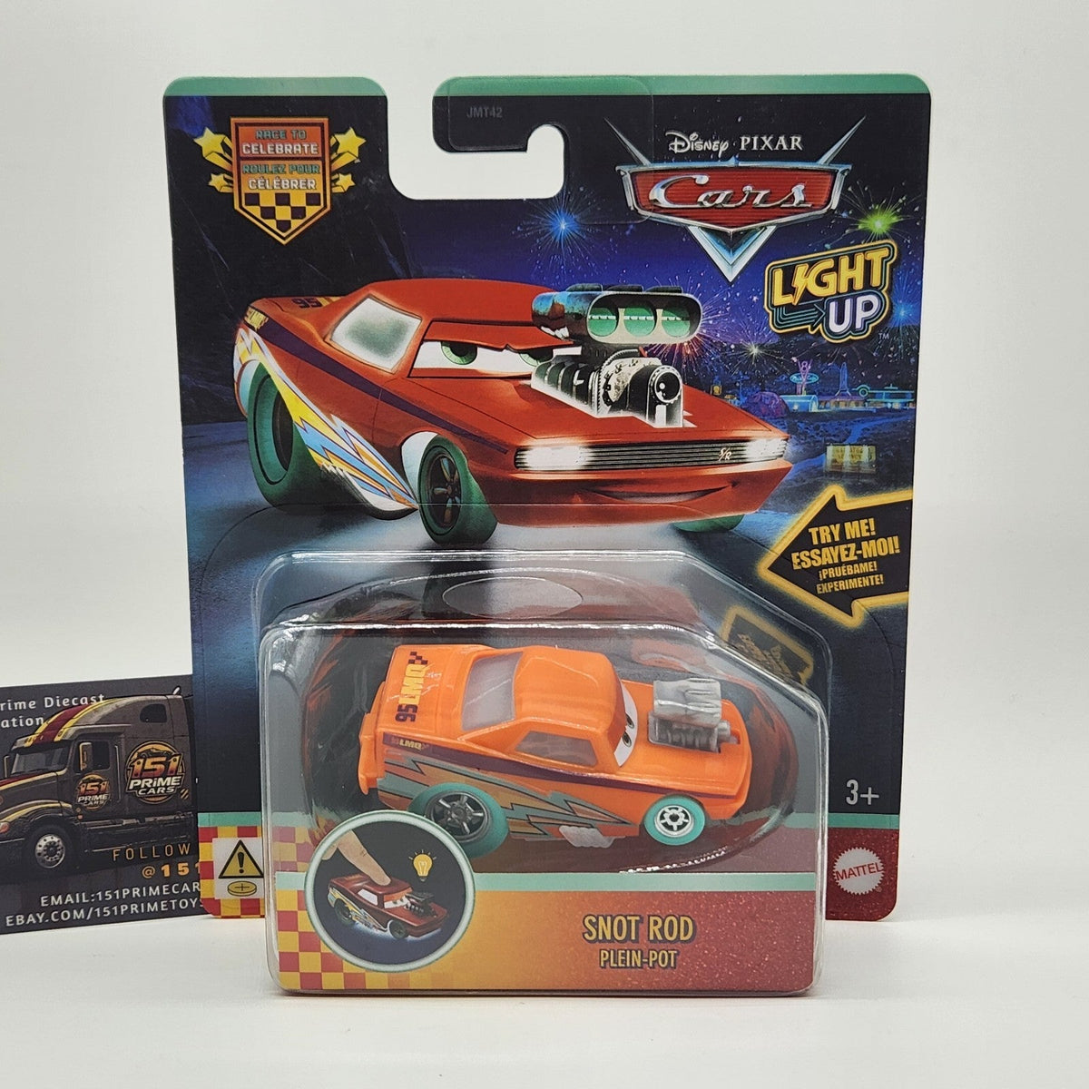 Disney Pixar Cars 2026 Race to Celebrate LIGHT UP SNOT ROD Mattel0