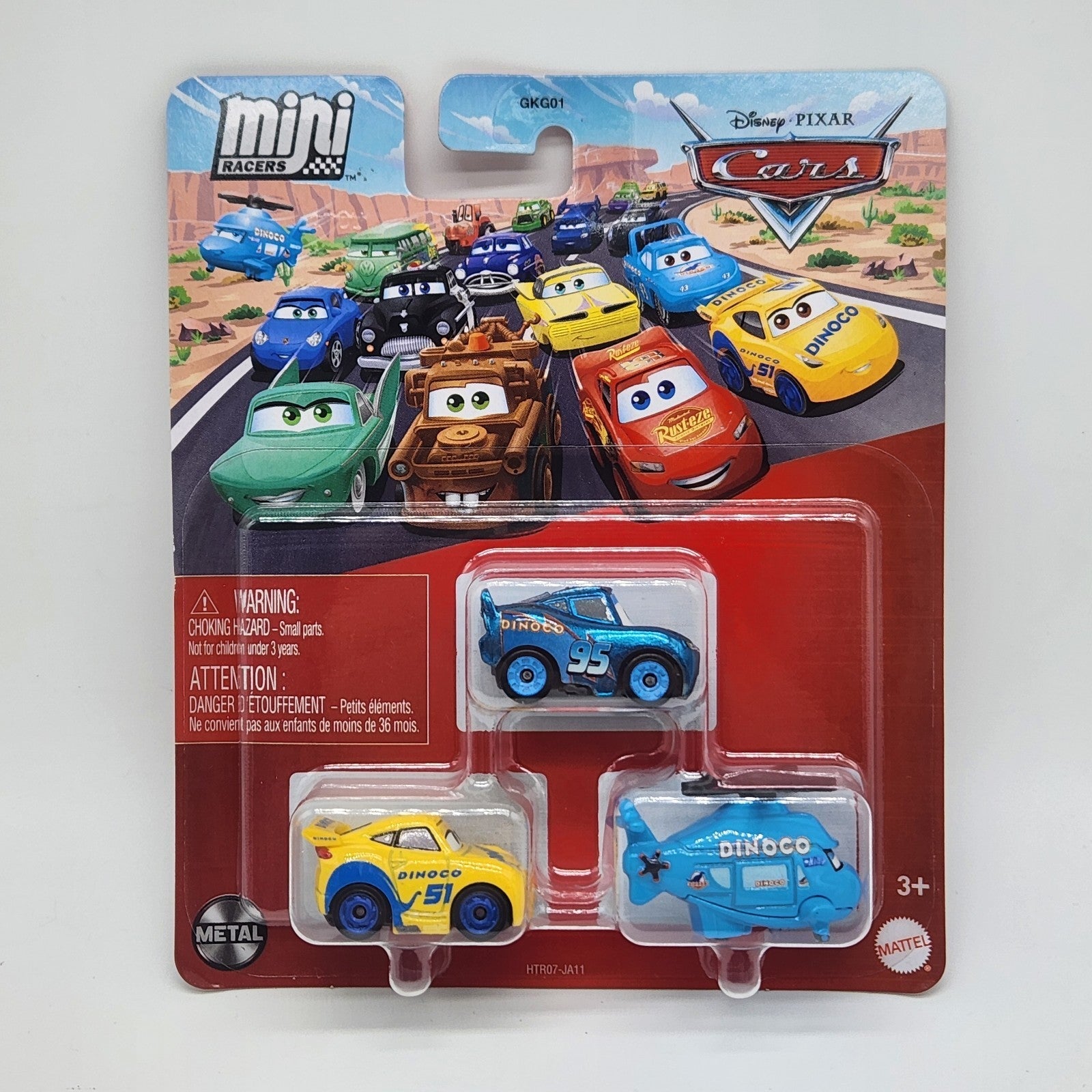 Chrome Blue Dinoco Lightning Mcqueen Disney Pixar Cars Mini Racers 3 pack Rotor1