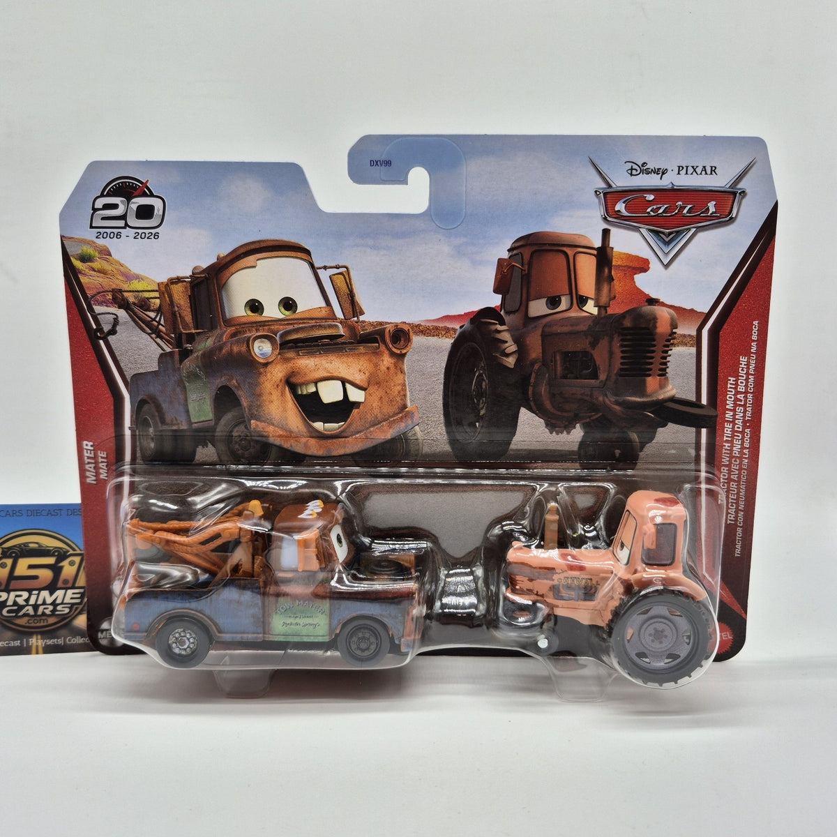 Disney Pixar Cars Mater And Tractor Tire in Mouth 2-Pack 20th Anniversary 1:550