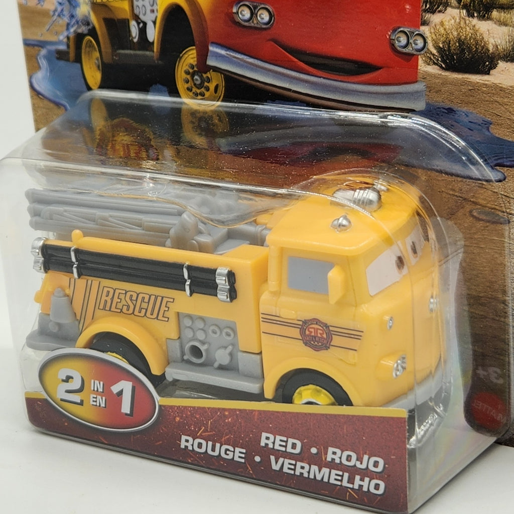 RED Disney Pixar Cars Race & Rescue Color Changers Firetruck 1:55 Diecast 1