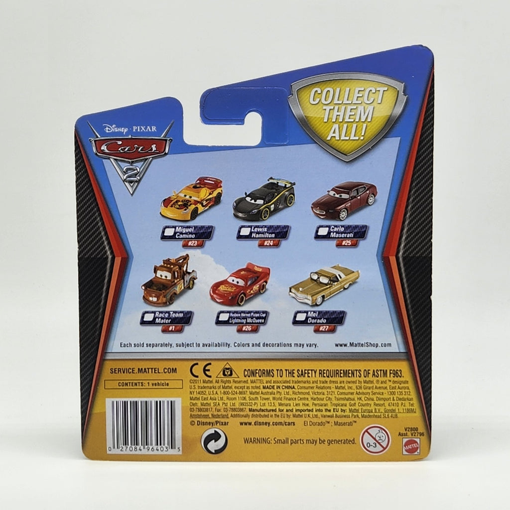 2010 Disney Pixar Cars 2 Francesco Bernoulli #4 Diecast Mattel New 1:55 2