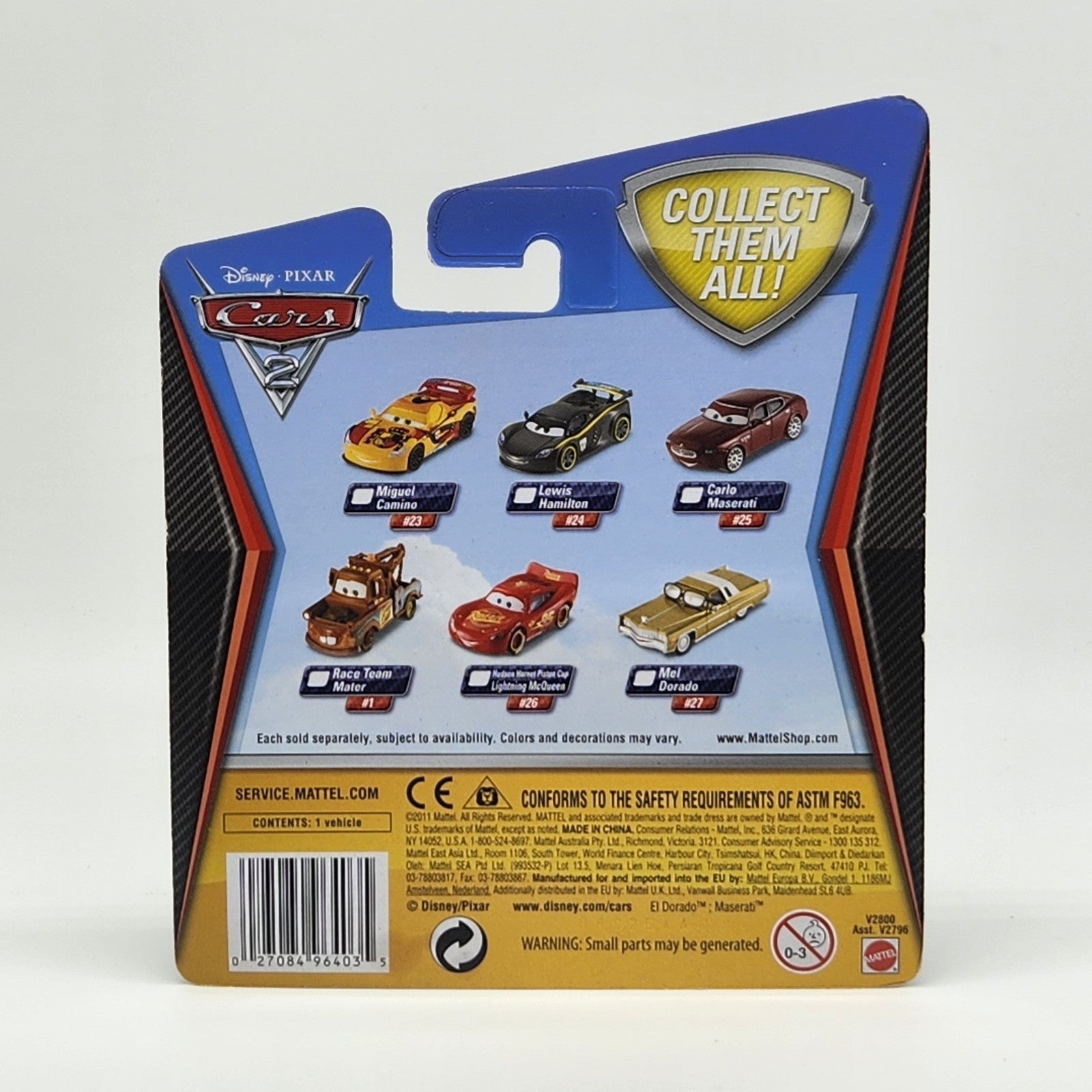 2010 Disney Pixar Cars 2 Francesco Bernoulli #4 Diecast Mattel New 1:55 2