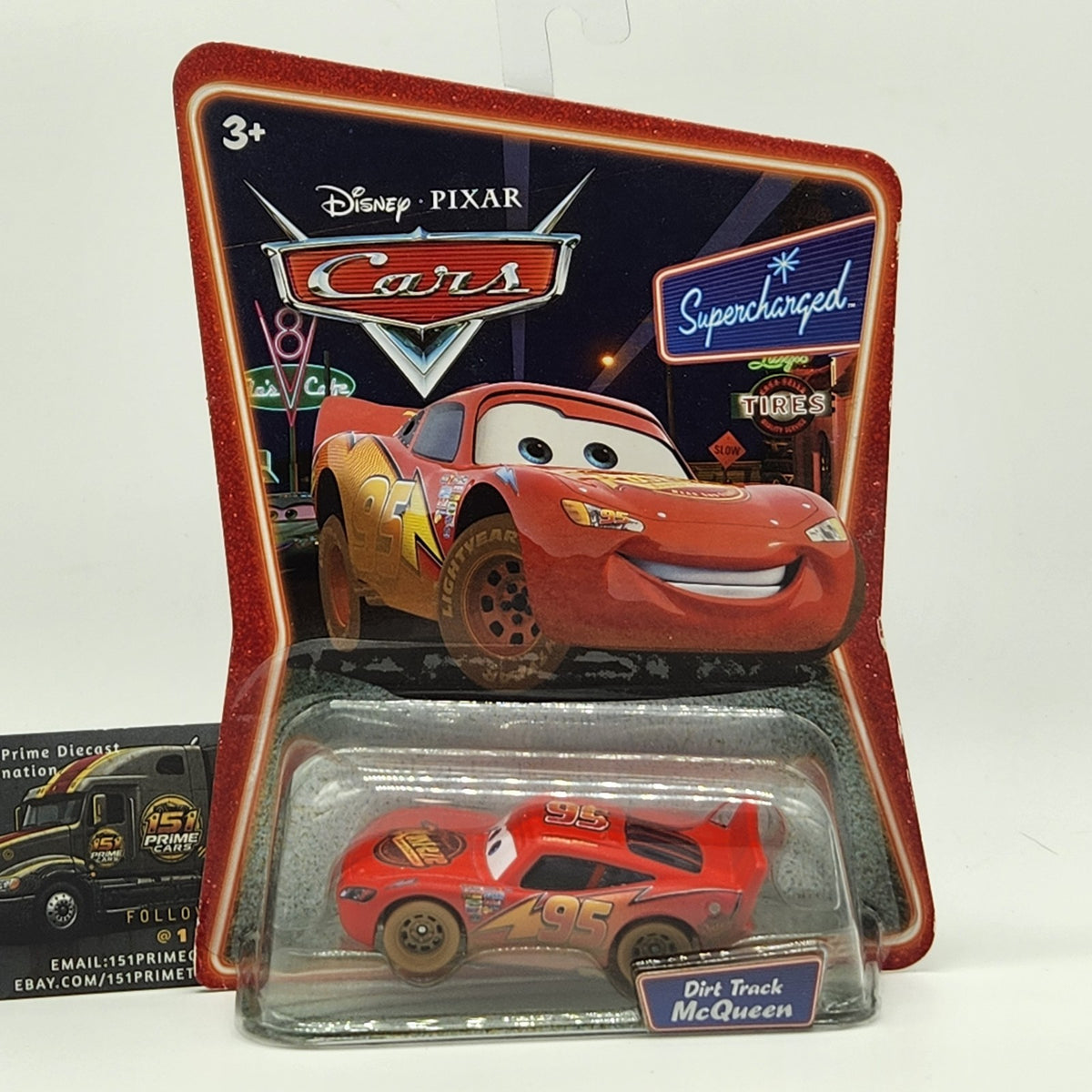 2008 Disney Pixar Cars Supercharged Dirt Track McQueen 1:55 Diecast New0