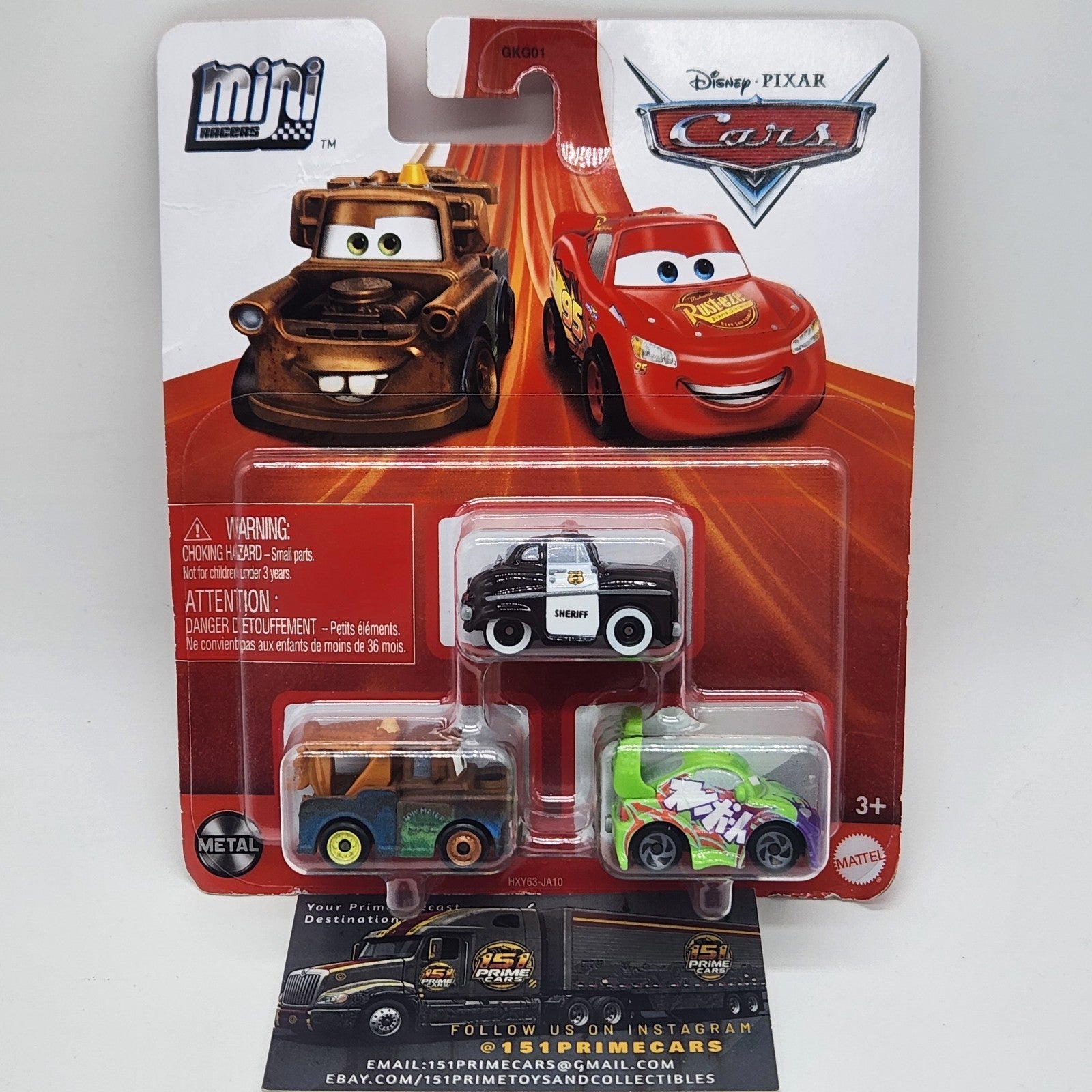 Disney Pixar Cars Mini Racers MATER, WINGO & SHERIFF  3 PACK Hxy630
