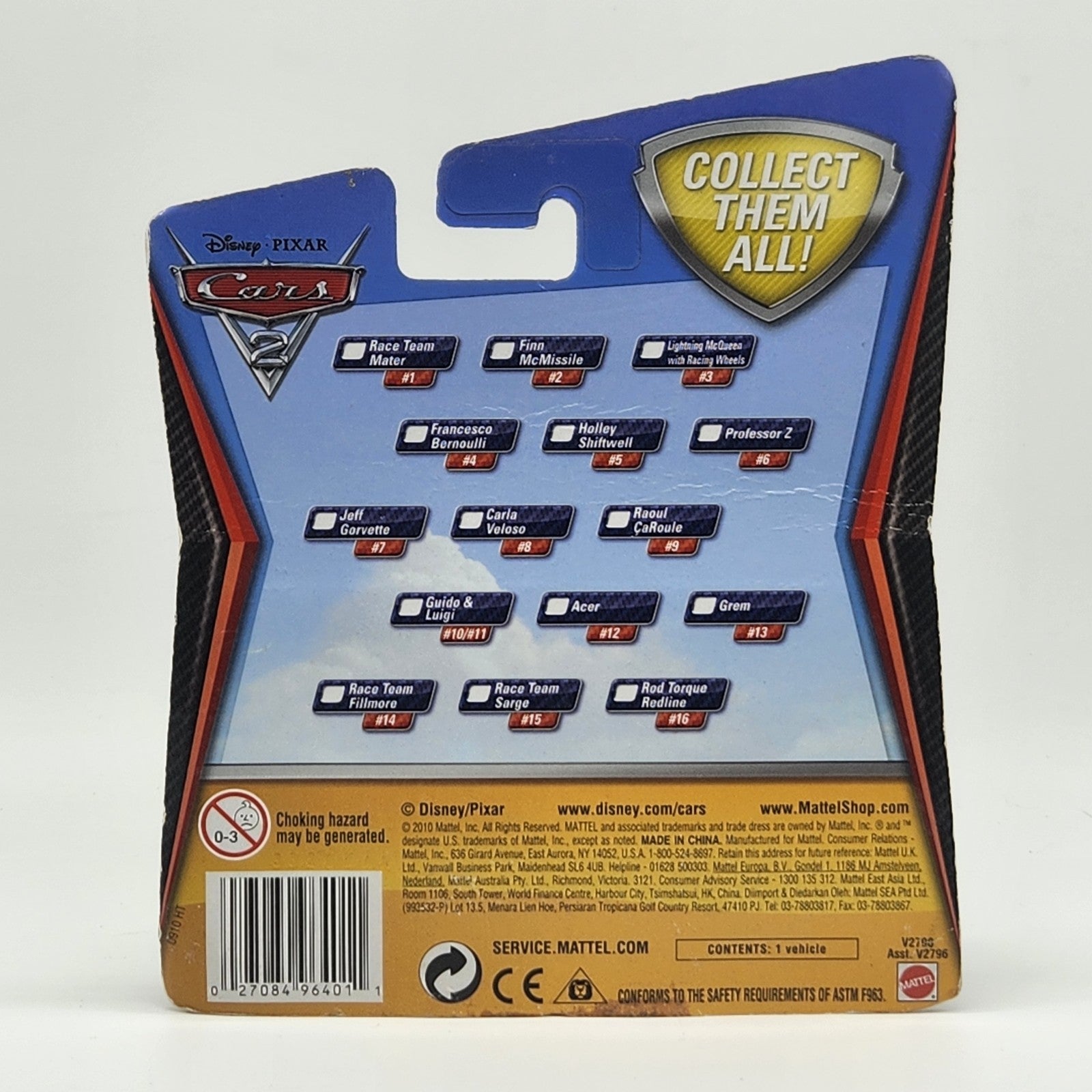 2010 Mattel | Disney Pixar Cars 2  Race Team Mater  #1 Tow Truck  SEALED 1:553