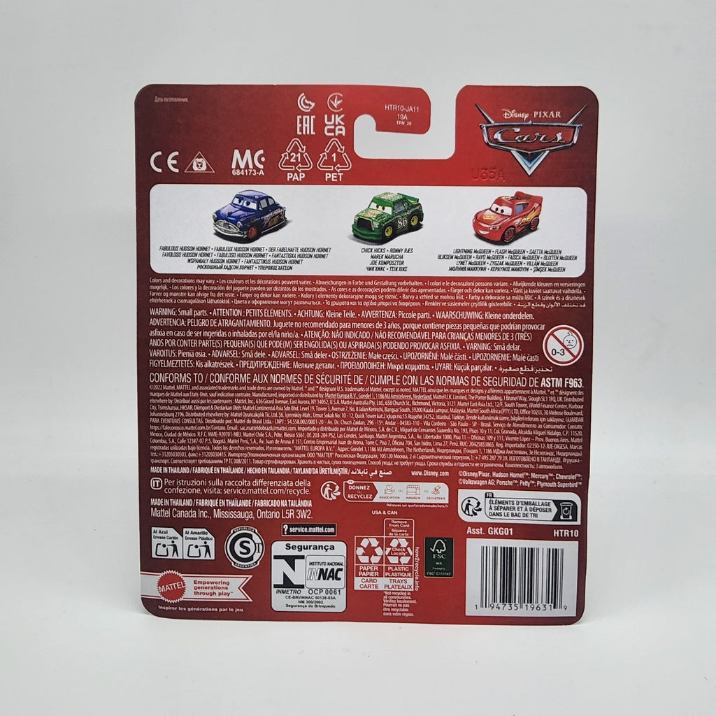 Disney Pixar Cars Mini Racers 3 Pk McQueen, Chick Hicks & Fabulous Hudson2