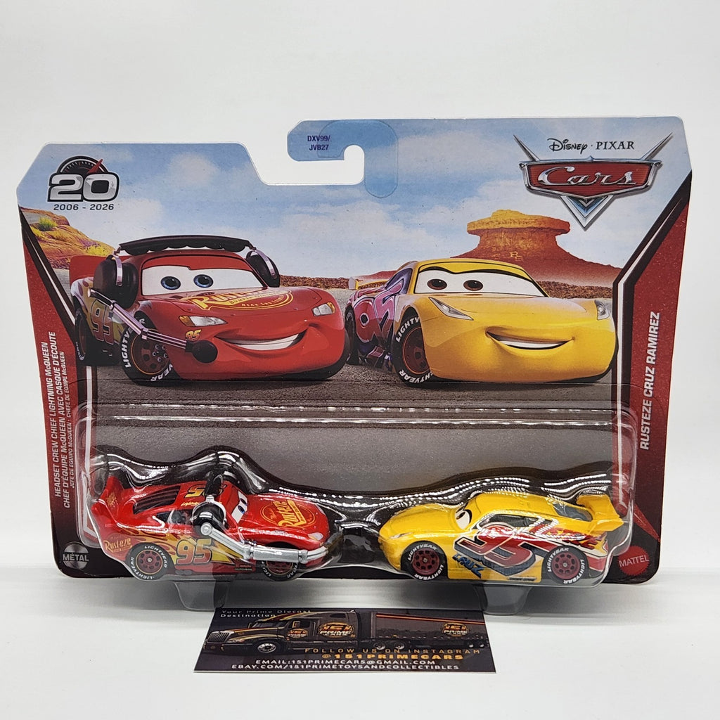 DISNEY PIXAR CARS 20th HEADSET CREW CHIEF MCQUEEN CRUZ RAMIREZ 2026 2 PACK0