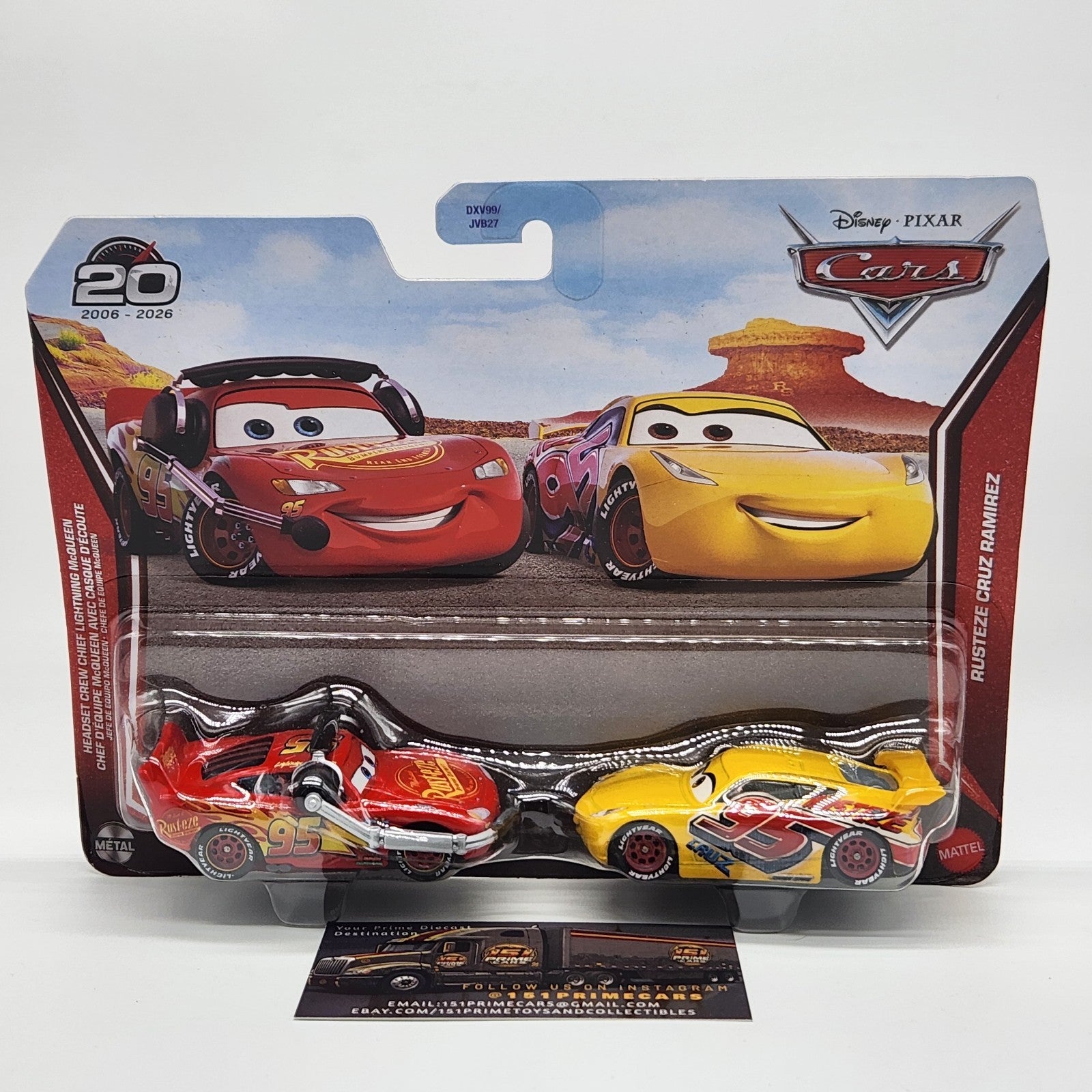 DISNEY PIXAR CARS 20th HEADSET CREW CHIEF MCQUEEN CRUZ RAMIREZ 2026 2 PACK0