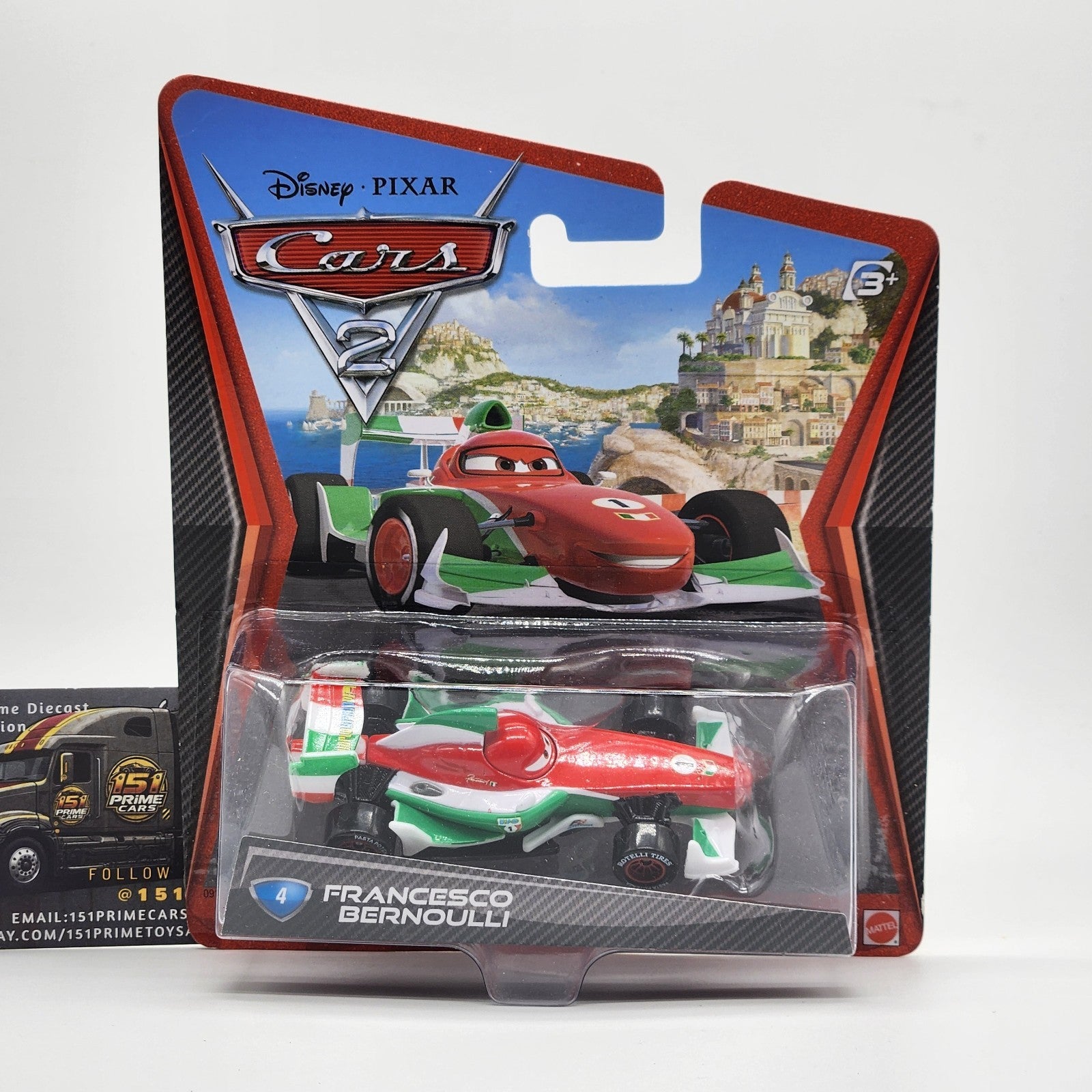 2010 Disney Pixar Cars 2 Francesco Bernoulli #4 Diecast Mattel New 1:55 0