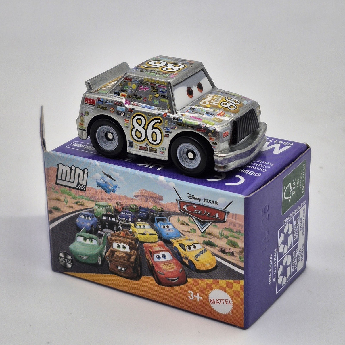 Metallic Silver Chick Hicks Disney Pixar Cars Mini Racers 1:87 Diecast 20260