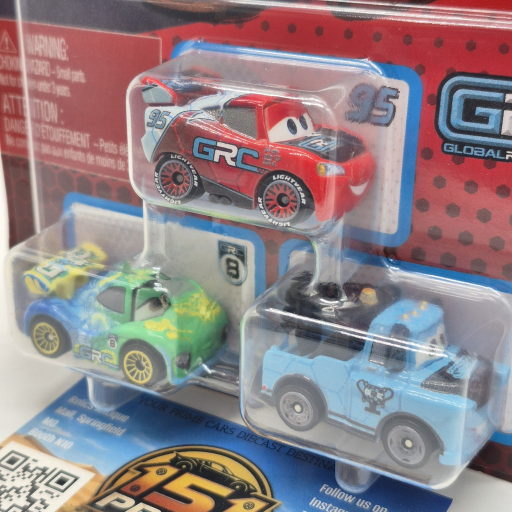 2025 Disney Pixar Cars Mini Racers 3 Pack GRC Mater Mqueen And Carla Veloso0