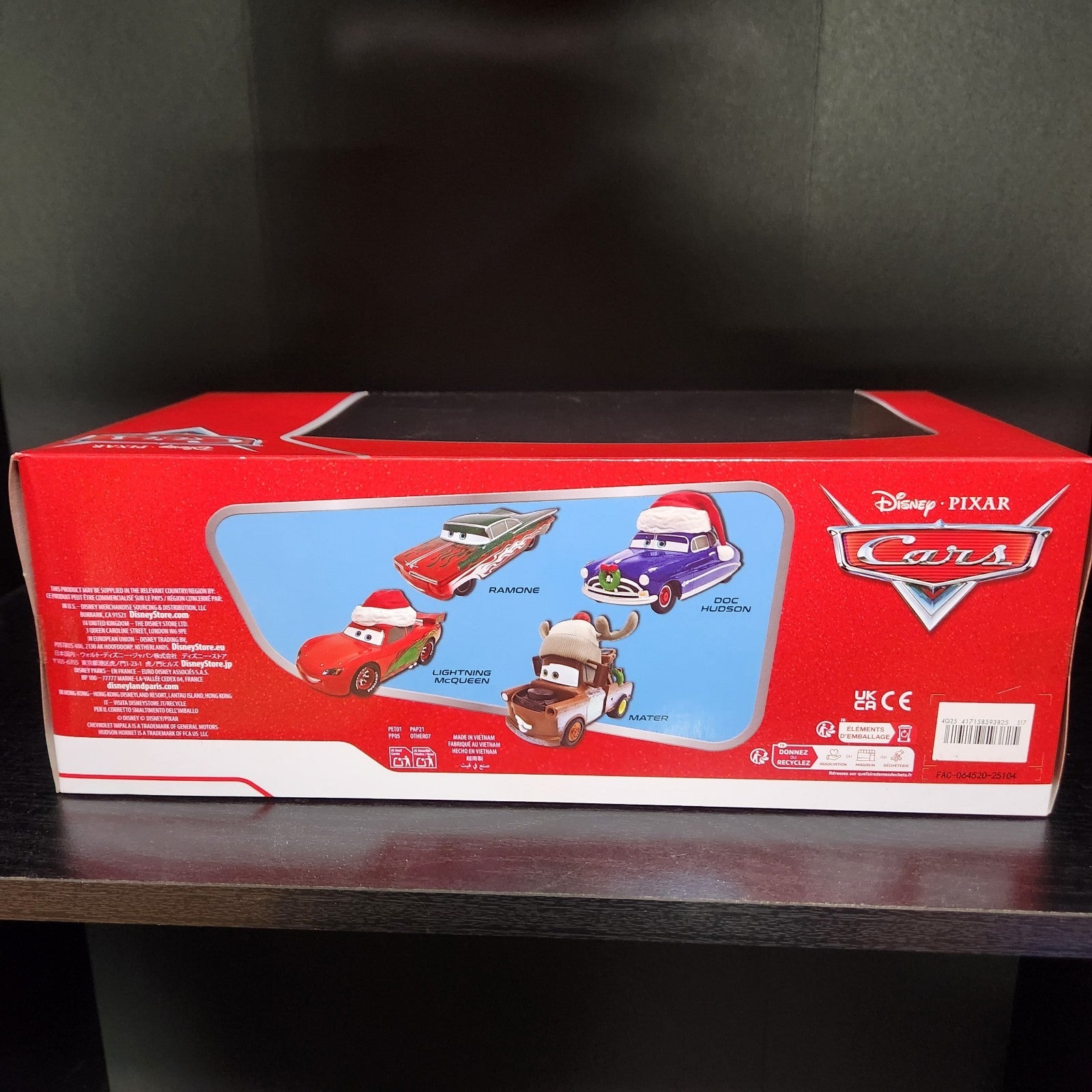 Disney Store 1:43 Pixar Cars Holiday Diecast 4 Pack McQueen Mater Ramone 20253