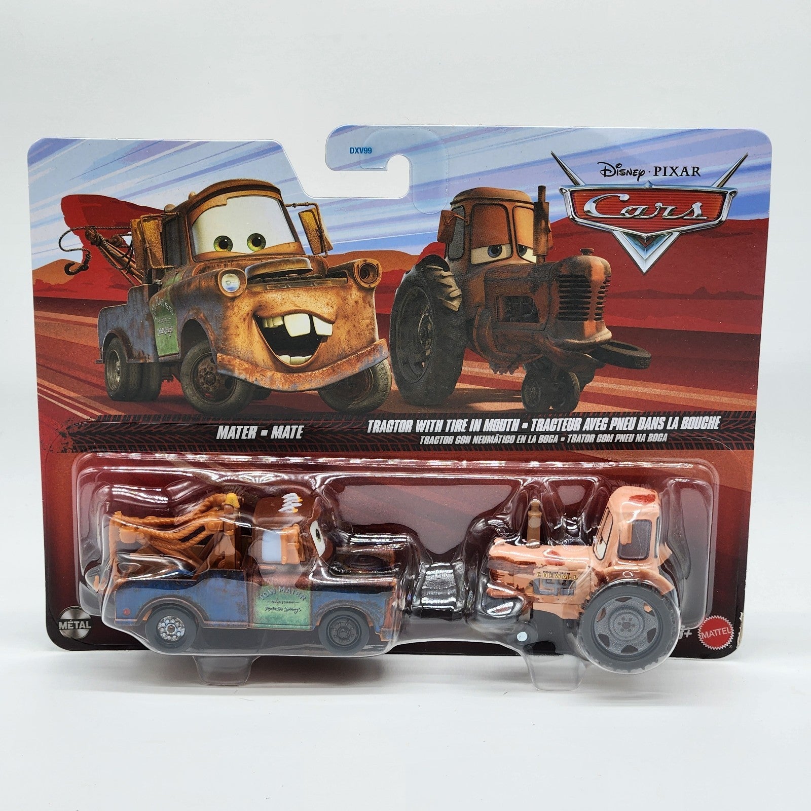 2026 Disney Pixar Cars Mater and Tractor with Tire in Mouth 1:55 Diecast Car0