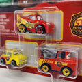 DISNEY PIXAR CARS MINI RACERS RACE RESCUE LUIGI MCQUEEN MATER 3 PACK0