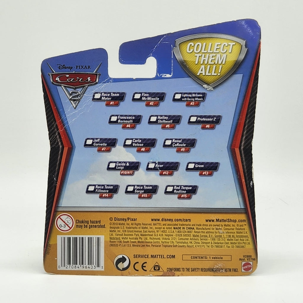 2010 Disney Pixar Cars 2 Francesco Bernoulli #4 Diecast Mattel New2