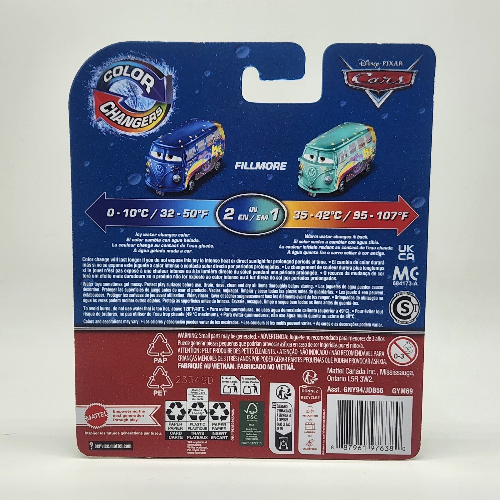 Disney Pixar Cars GNY98 1:55 Color Changers FIllmore Vehicle 20252