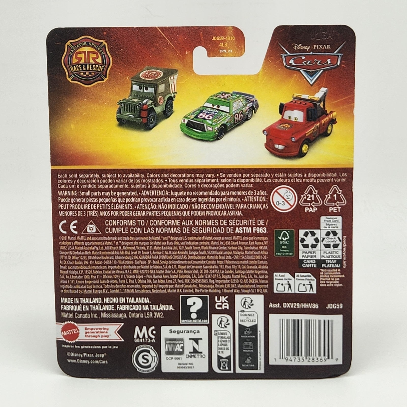 Disney Pixar Cars Race & Rescue Lightning Mcqueen Metal Mattel Diecast 1:553