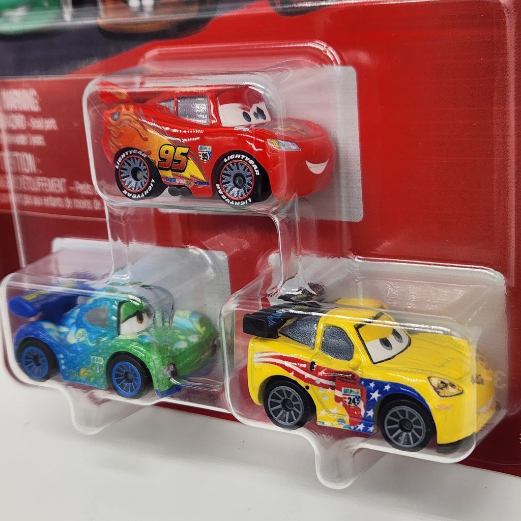 Disney Pixar Cars Mini Racers Carla Veloso Jeff Gorvette And Lightning Mcqueen0