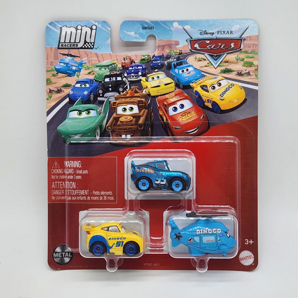 Chrome Blue Dinoco Lightning Mcqueen Disney Pixar Cars Mini Racers 3 pack Rotor1