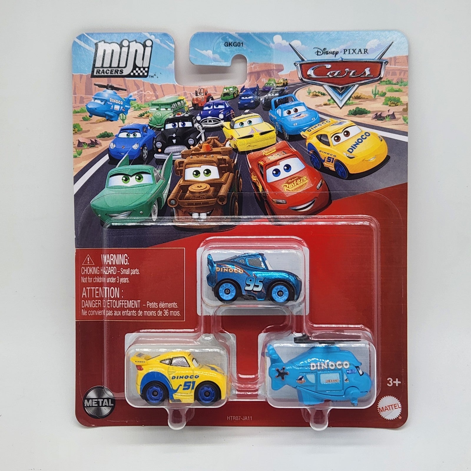 Chrome Blue Dinoco Lightning Mcqueen Disney Pixar Cars Mini Racers 3 pack Rotor1