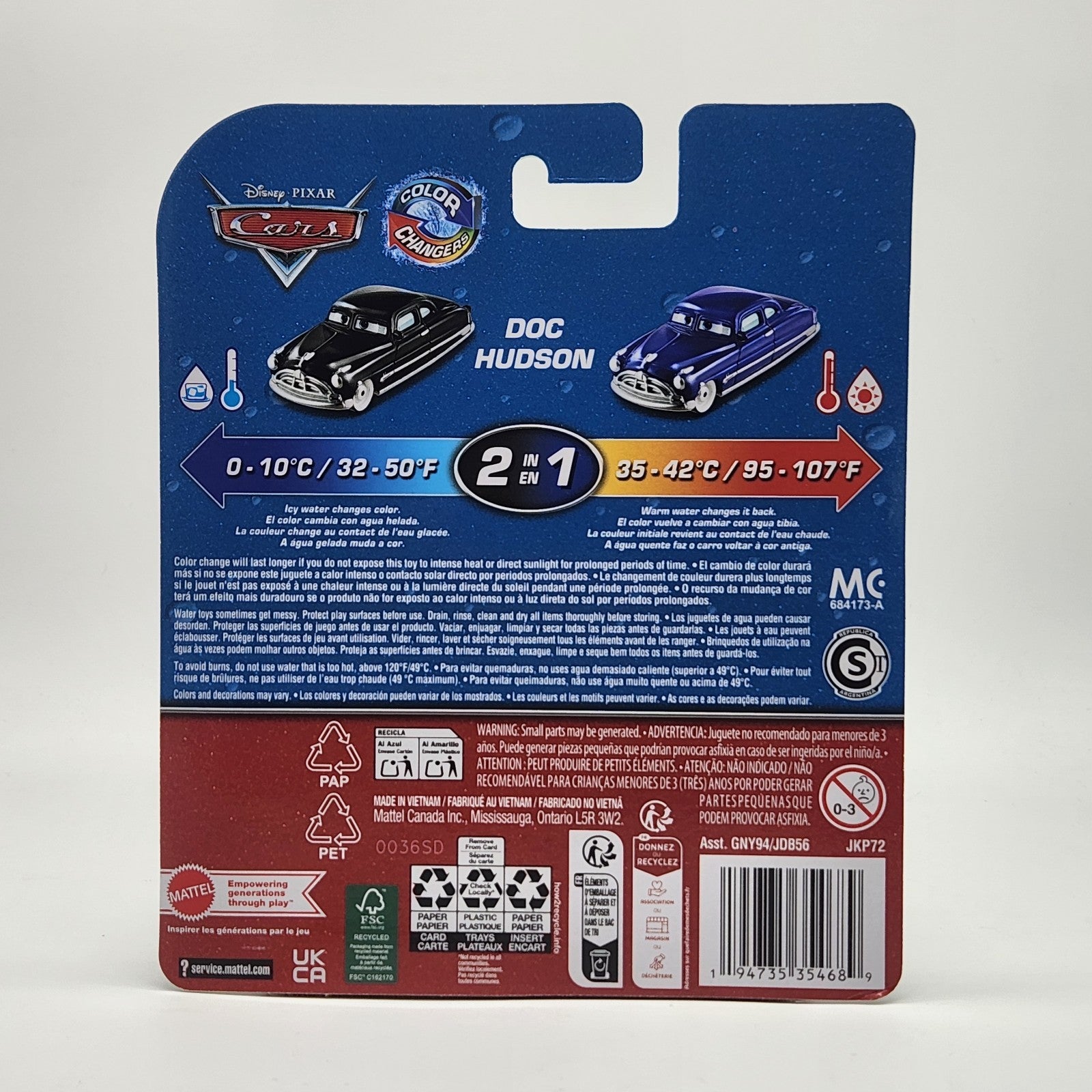 Disney Pixar Cars Color Changers Doc Hudson Diecast Car 1:55 Plastic Toy2
