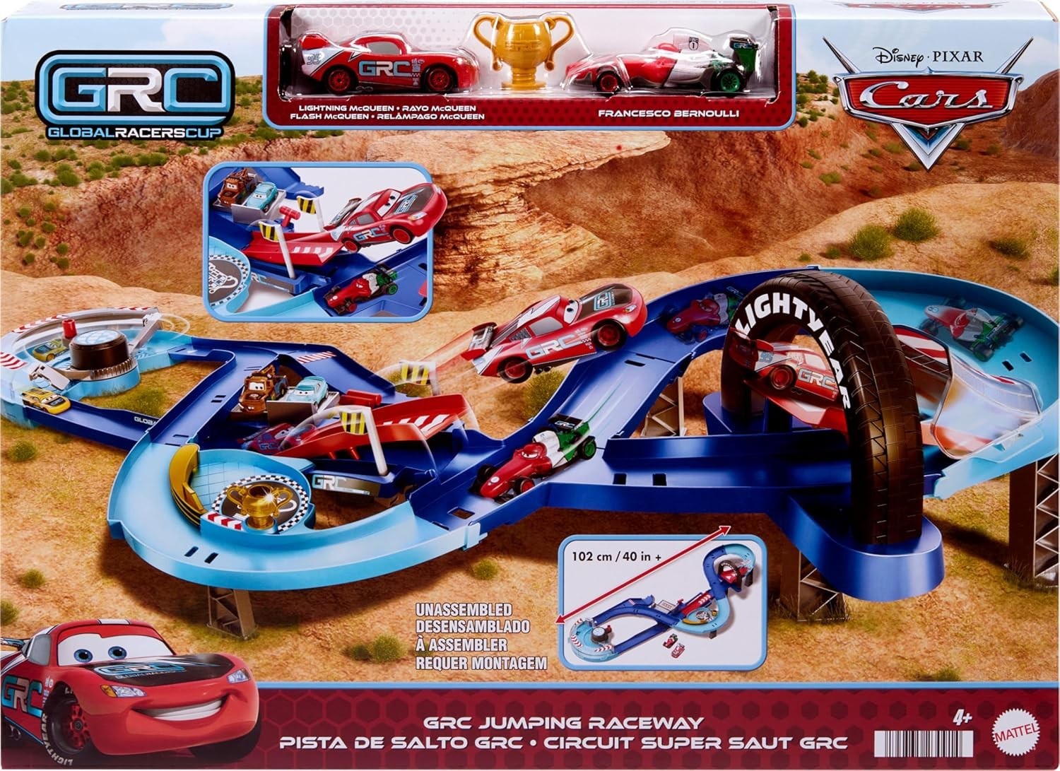 Disney Pixar Cars 2024 GRC Jumping Raceway Playset Global Racers Cup 1:55 Mattel0
