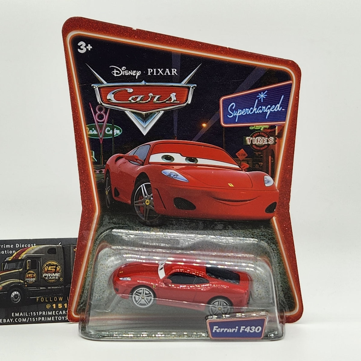 2007 Disney Pixar Cars Supercharged Ferrari F430 Mattel 1:55 Diecast Car0