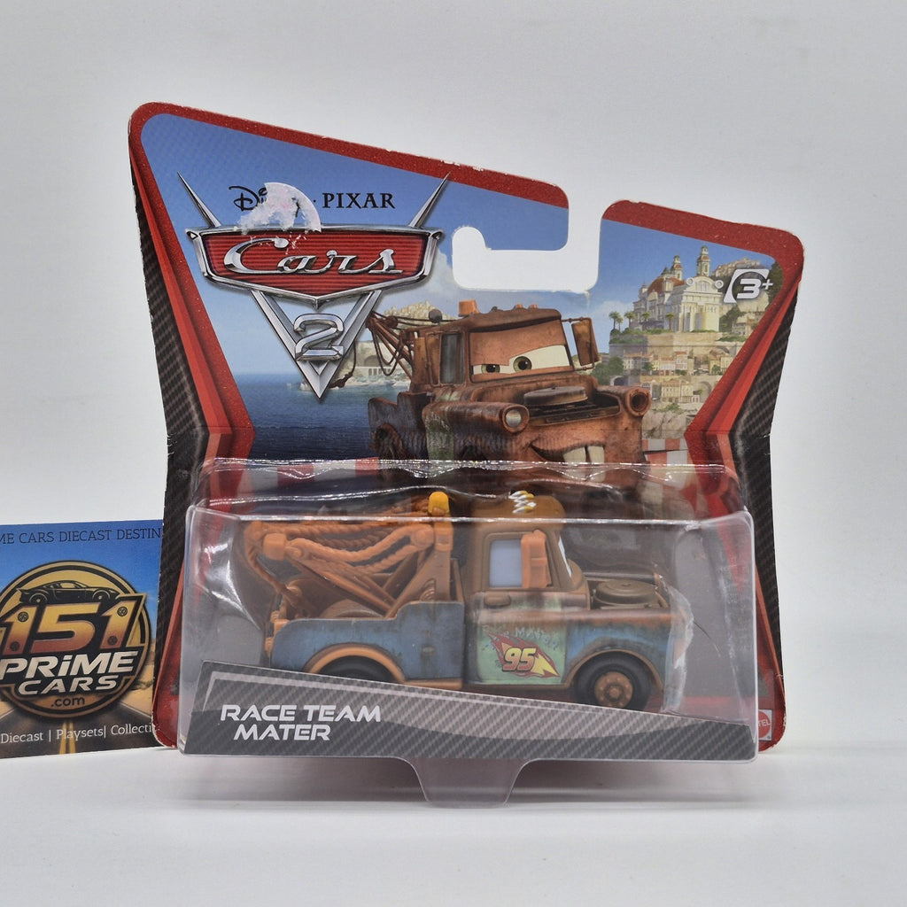 Race Team Mater Short Card 2011 Disney Pixar Cars 2 Diecast Toy 1:550