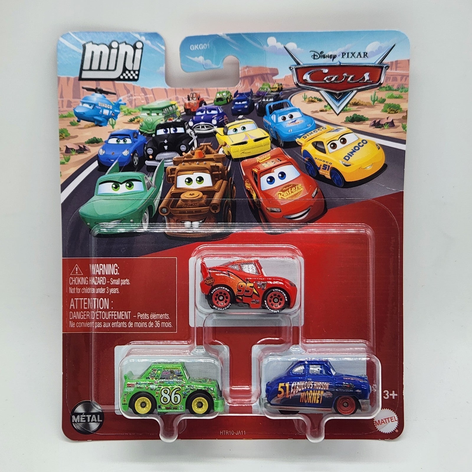 Disney Pixar Cars Mini Racers 3 Pk McQueen, Chick Hicks & Fabulous Hudson1
