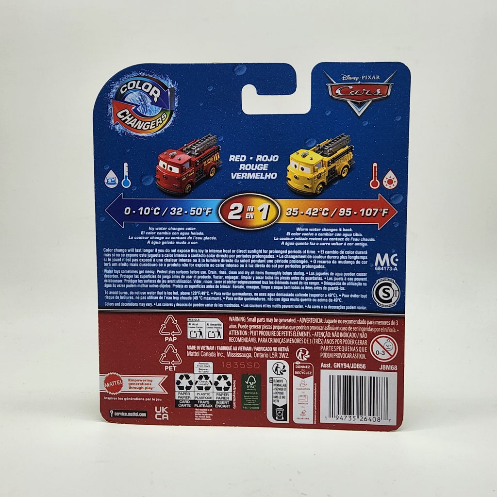 RED Disney Pixar Cars Race & Rescue Color Changers Firetruck 1:55 Diecast 2