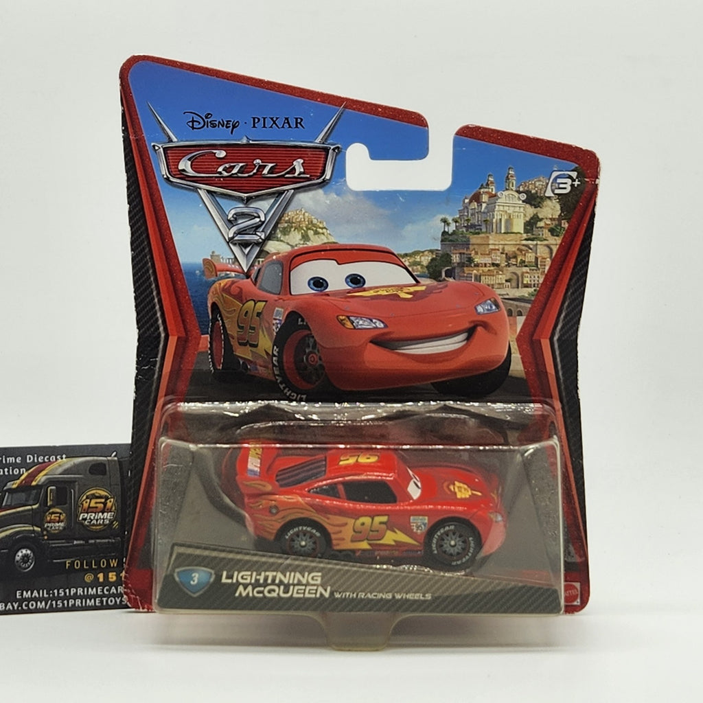 Disney Pixar Cars 2 LIGHTNING MCQUEEN WITH RACING WHEELS #3 2010 V2797 1:550