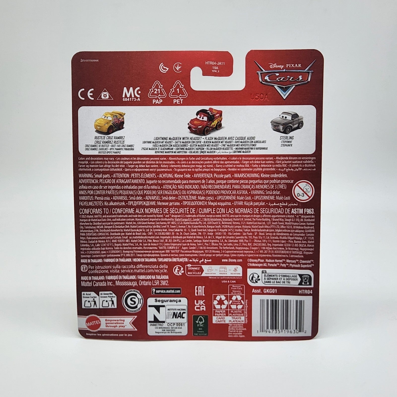 DISNEY PIXAR CARS MINI RACERS 3 PACK MCQUEEN HEADSET STERLING 2026 2