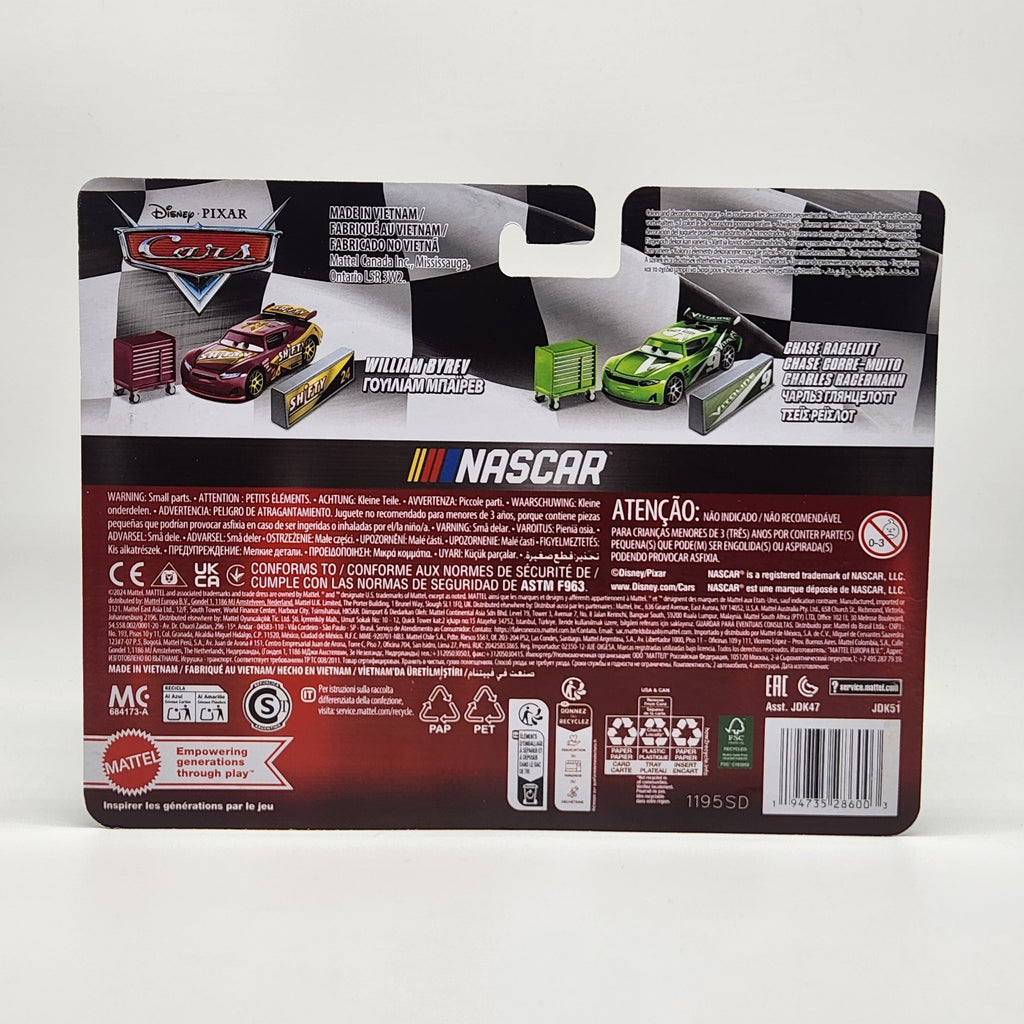 Disney Pixar Cars Nascar Series 2 Pack William Byrev Shifty & Chase Racelott NEW3