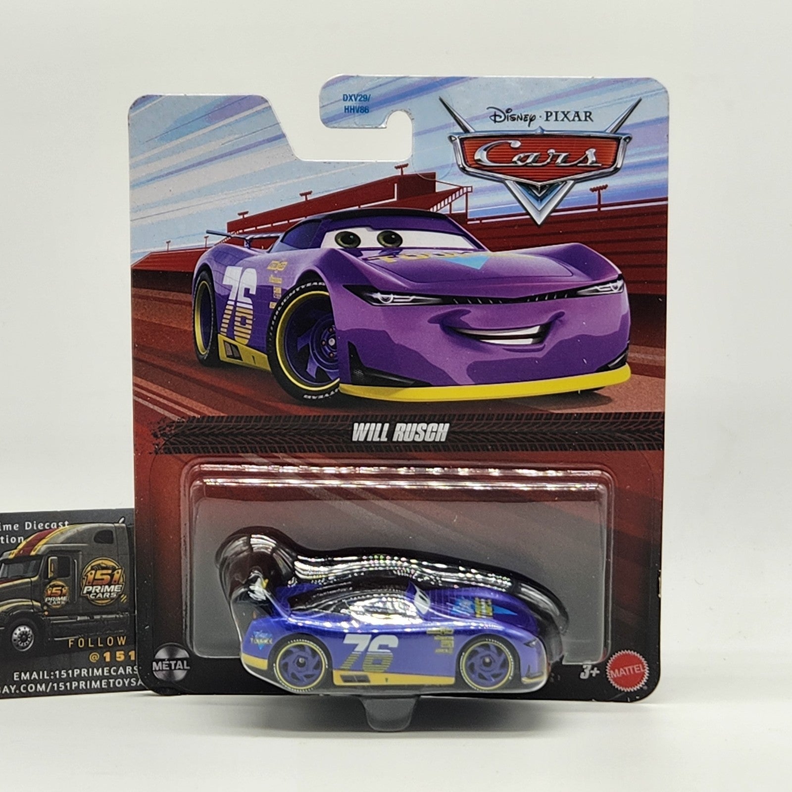 Will Rusch 2026 Disney Pixar Cars Vinyl Toupee Next Gen Racer 1:55 Diecast0