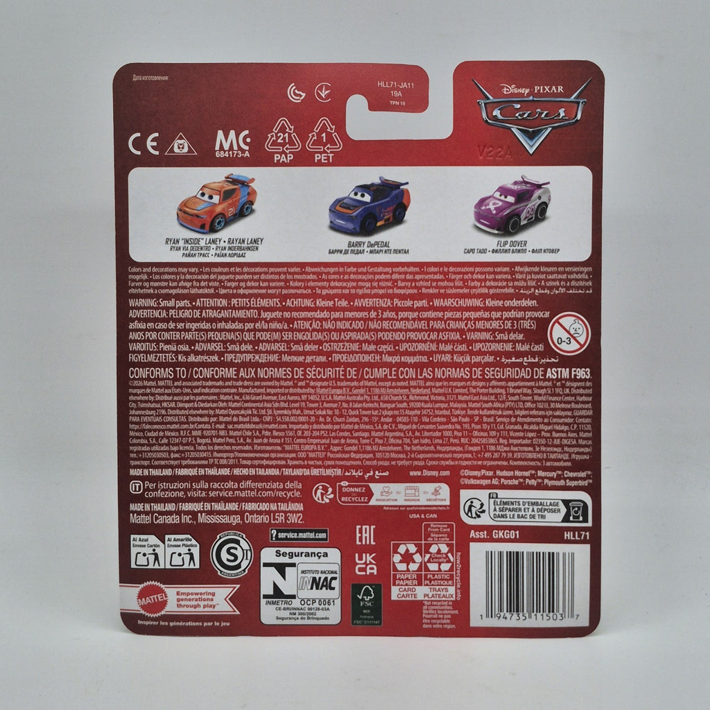 Flip Dover Pink Barry Depedal Ryan Laney 3 Pack Disney Pixar Cars Mini 20262