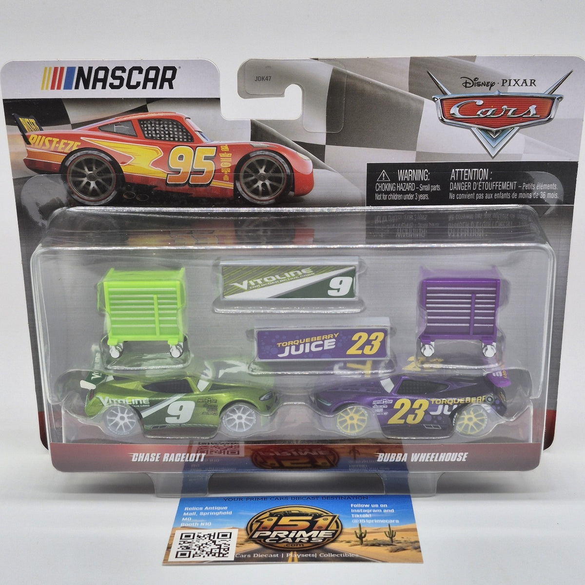 DISNEY PIXAR CARS CHASE RACELOTT AND BUBBA WHEELHOUSE 2 CAR PACK SET NASCAR 20260