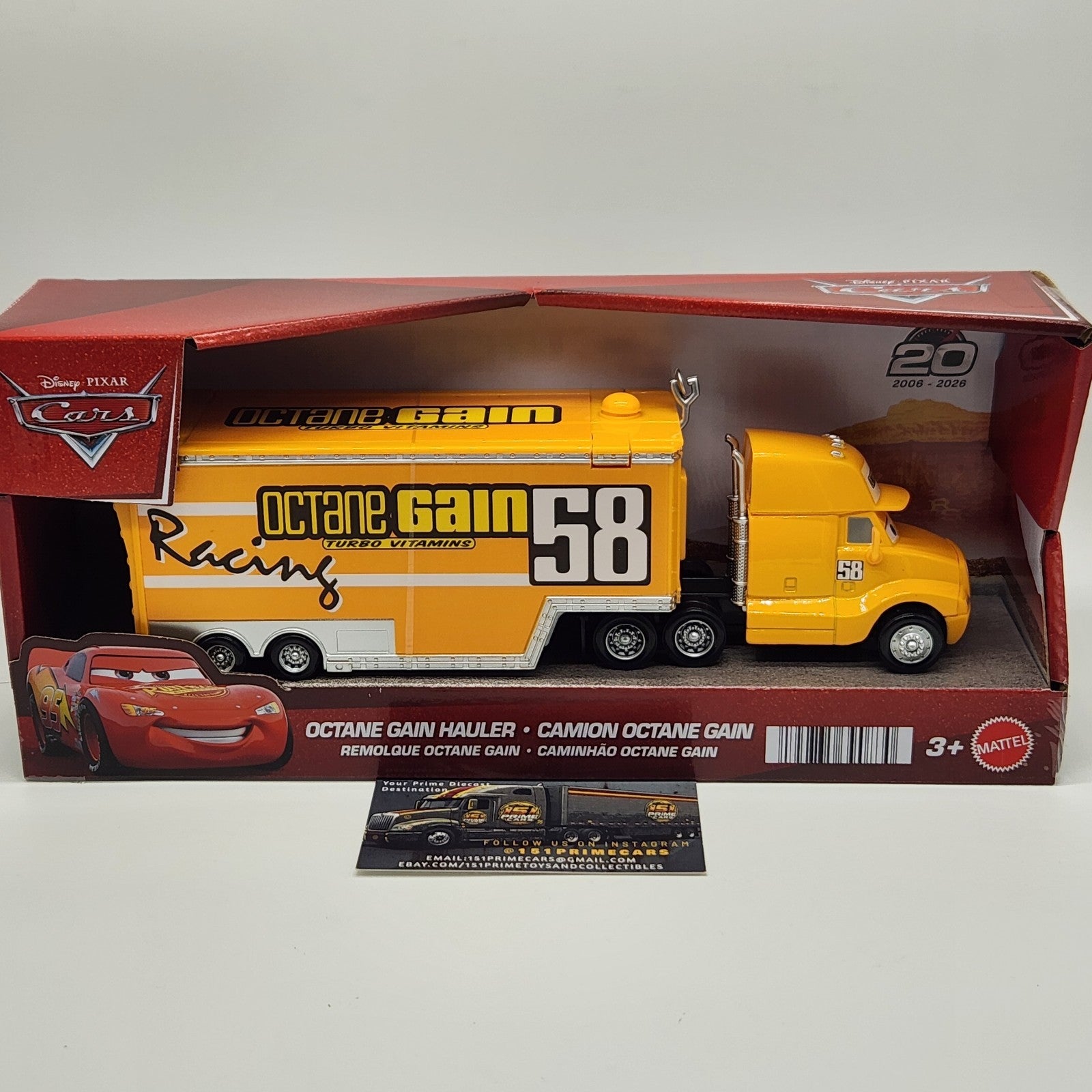 Disney Pixar Cars Octain Gain Hauler Semi Truck Yellow 1:55 20th Anniversary #580