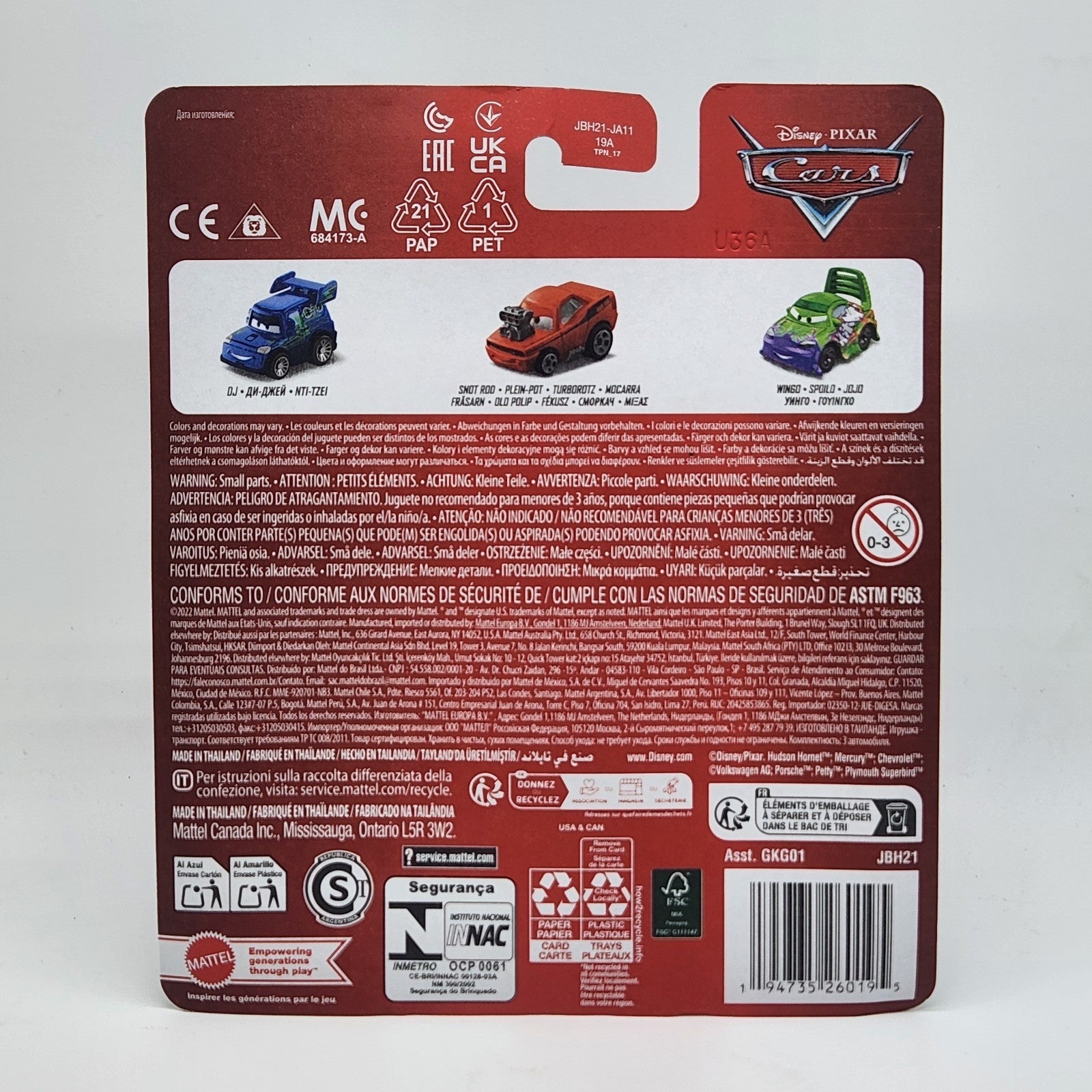 Disney Pixar Cars Mini Racers Wingo Dj And Snotrod 3 Pack 20252