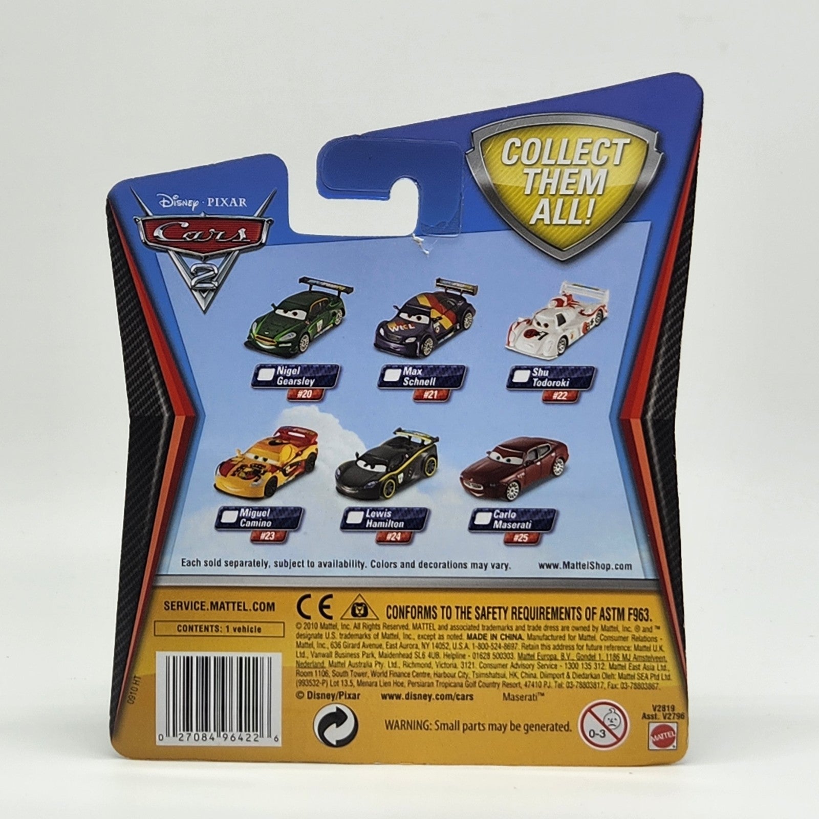 2010 Disney Pixar Cars 2 Lewis Hamilton #24 Diecast 1:55 V28192