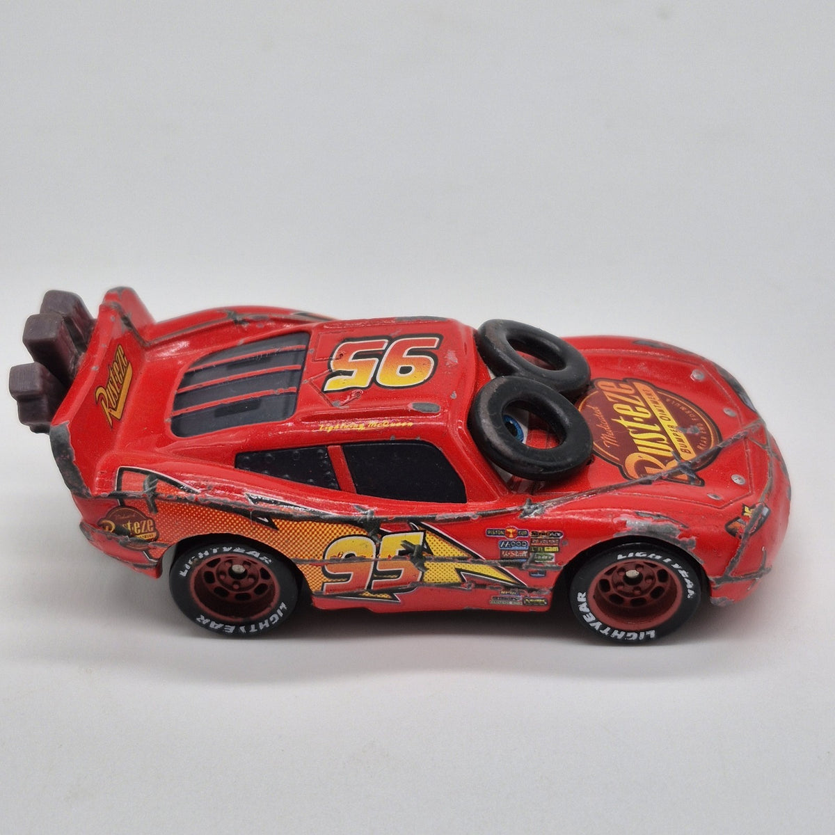 Spin Out Lightning McQueen Disney Pixar Cars 1:55 Diecast Loose Used Rough Cond.3