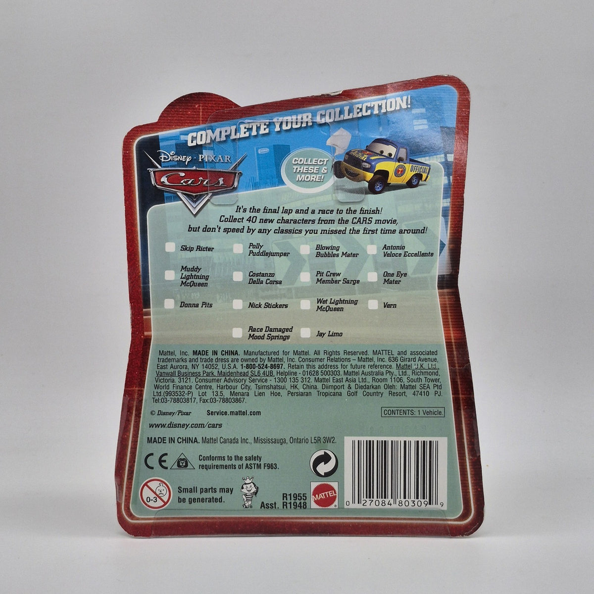 DISNEY PIXAR CARS FINAL LAP COLLECTION SKIP RICTER #1032