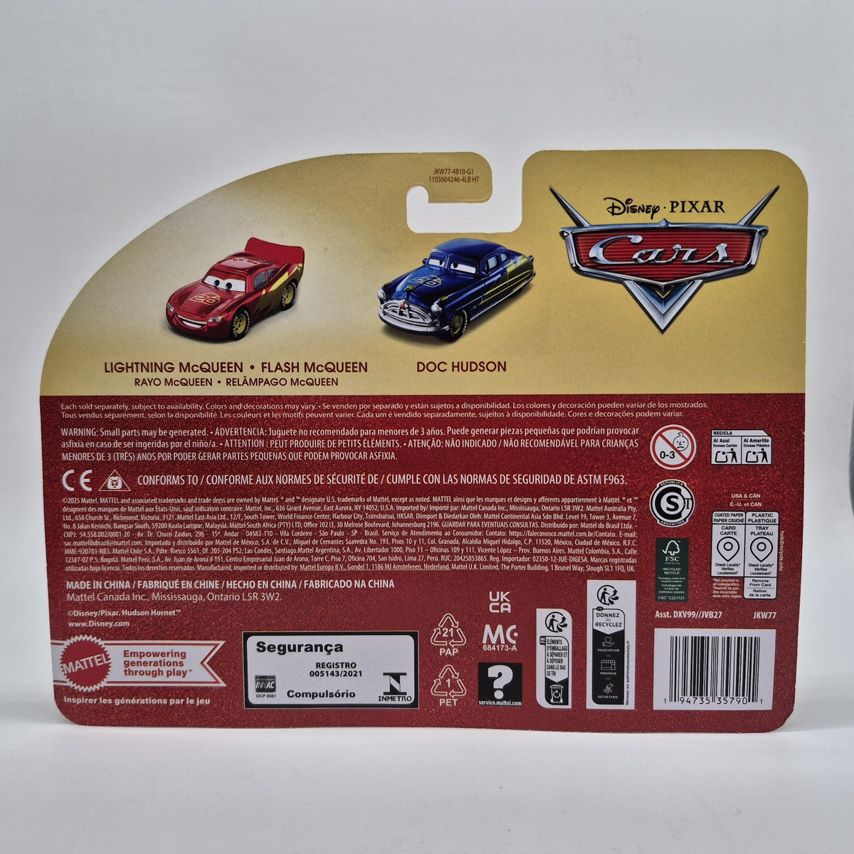 Disney Pixar Cars 20th Anniversary Gold LIGHTINING McQUEEN & DOC HUDSON 2 Pack3