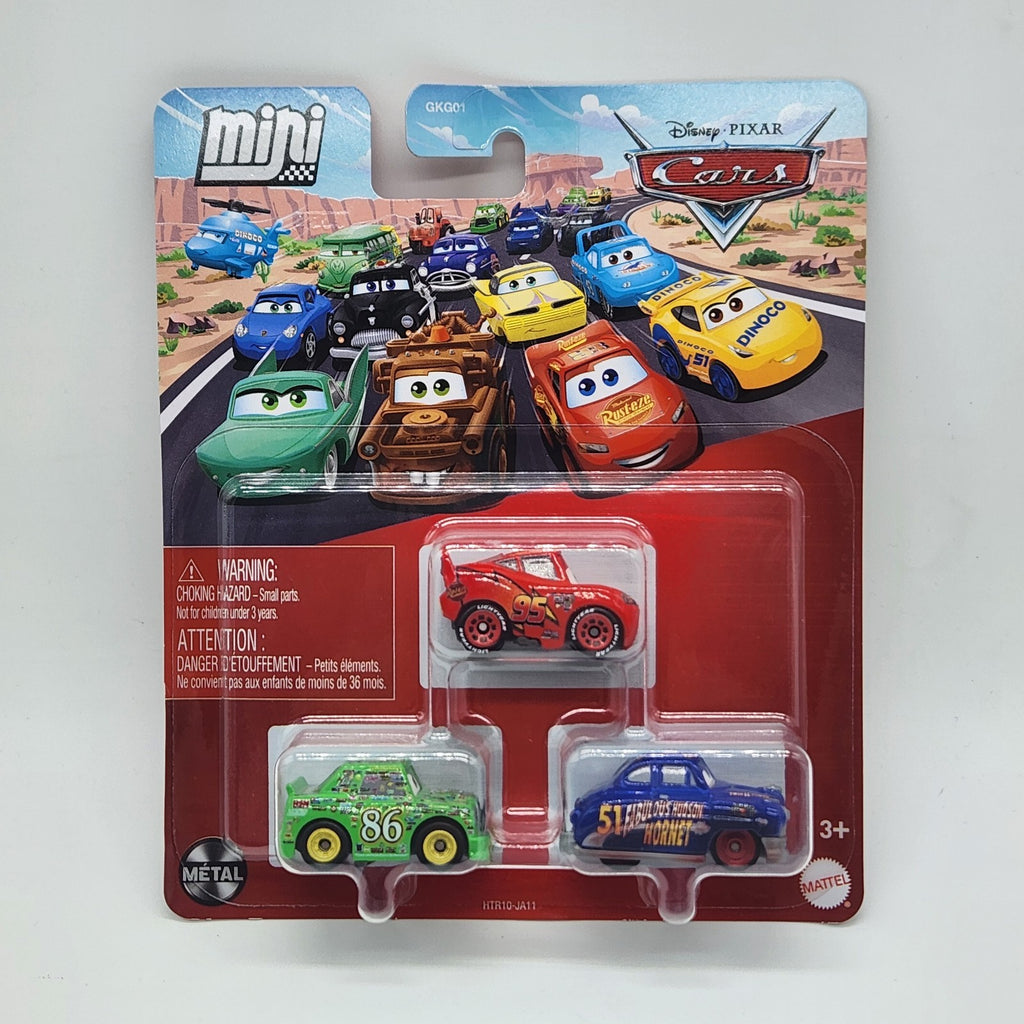 Disney Pixar Cars Mini Racers 3 Pk McQueen, Chick Hicks & Fabulous Hudson1