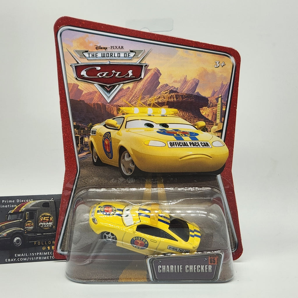Disney Pixar Cars Charlie Checker #65 World Of Cars 2008 Piston Cup Pace Car0