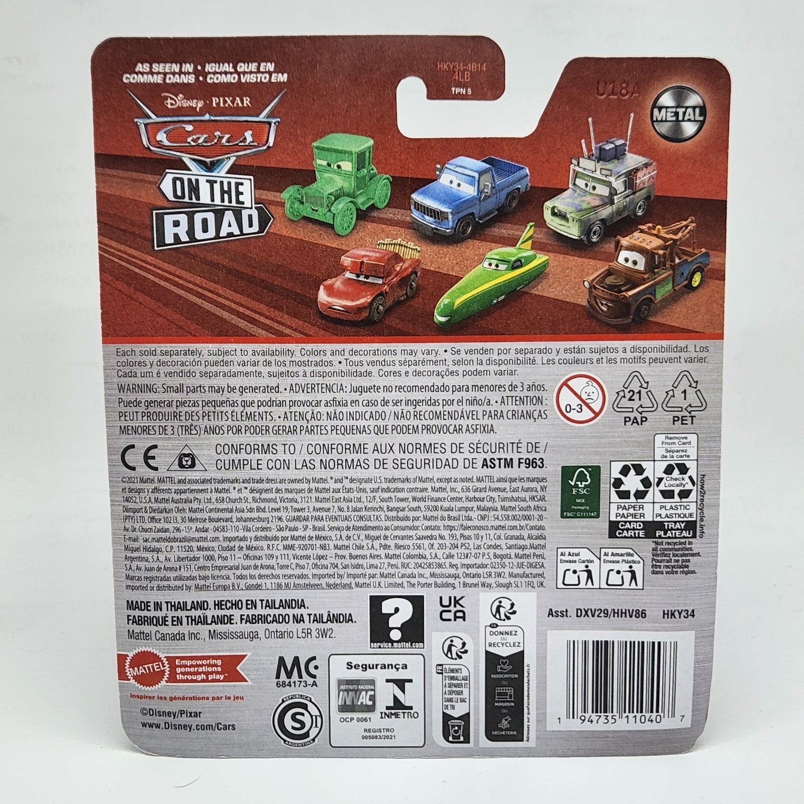 DISNEY PIXAR CARS ROAD TRIP LIGHTNING MCQUEEN METAL HKY34 20243
