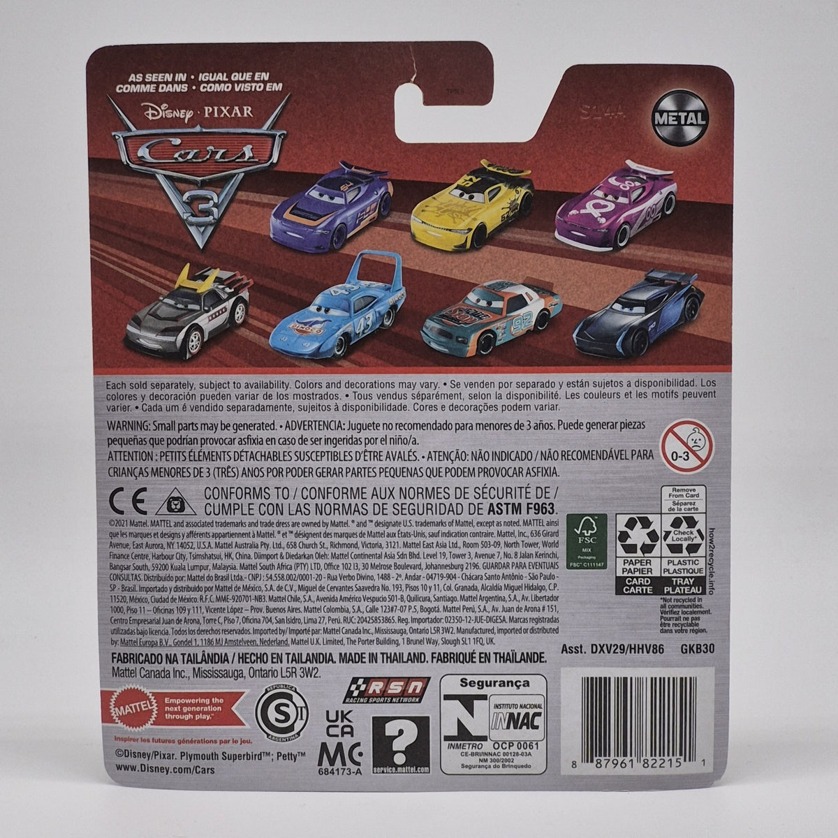 New Mattel Disney Pixar Cars Movie Metal Series Paul Conrev Race Car #902