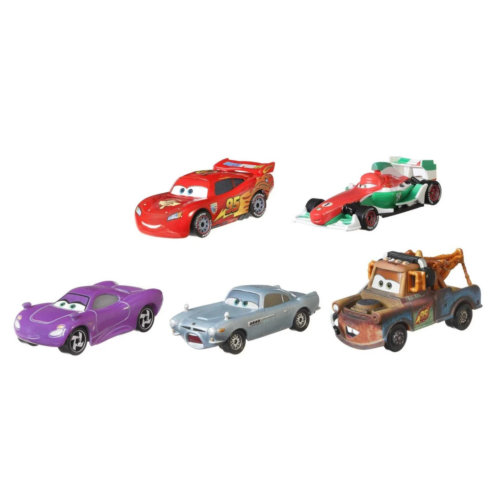 NEW Disney Pixar Cars 5 pack Shiftwell McMissile Pit Crew Mater Bernouli McQueen1
