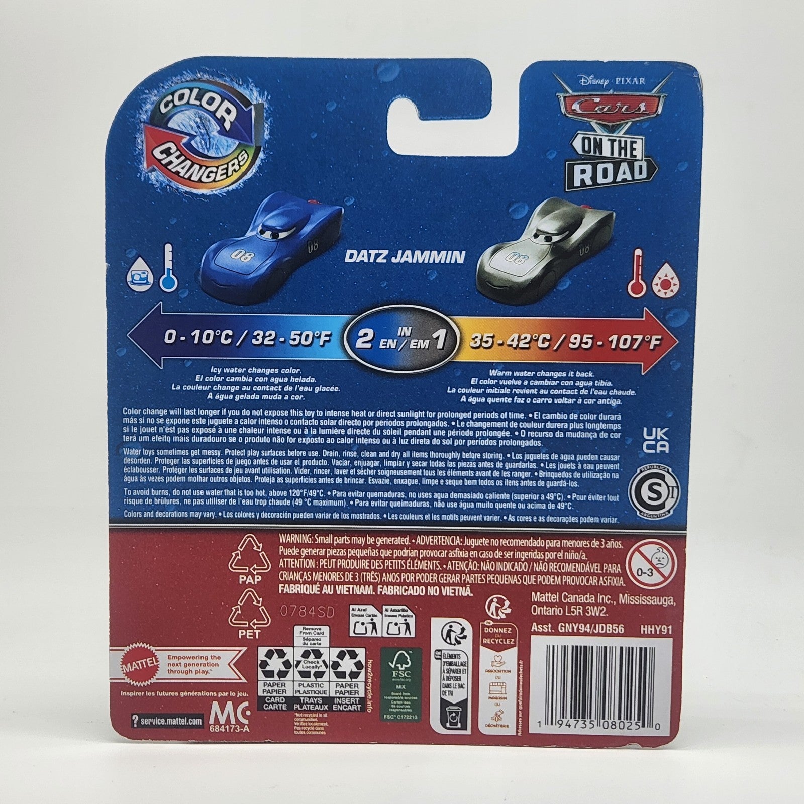 Mattel 1:55 Disney Cars On The Road Datz Jammin Color Changers2