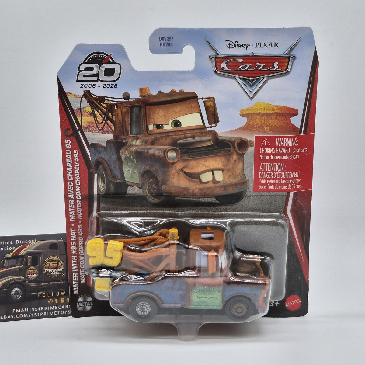 Mater with #95 Hat - Sealed die-cast Metal Disney Cars - 20th Anniversary0