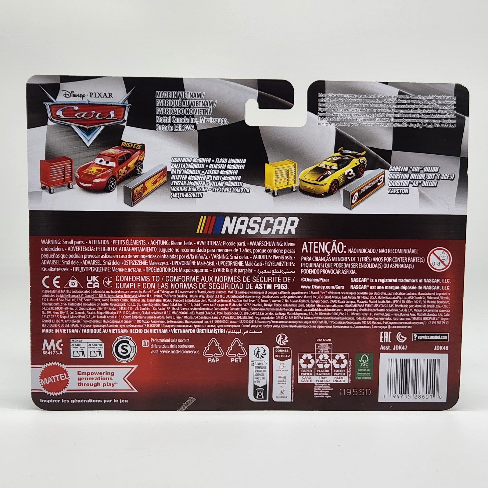Disney Pixar Cars NASCAR 2 Pack Lightning McQueen Carstin Ace Dillon Tool Box3